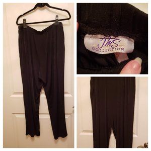 Black slinky straight leg pants. Plus size.